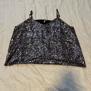 Cato Black and Silver Sequin Camisole